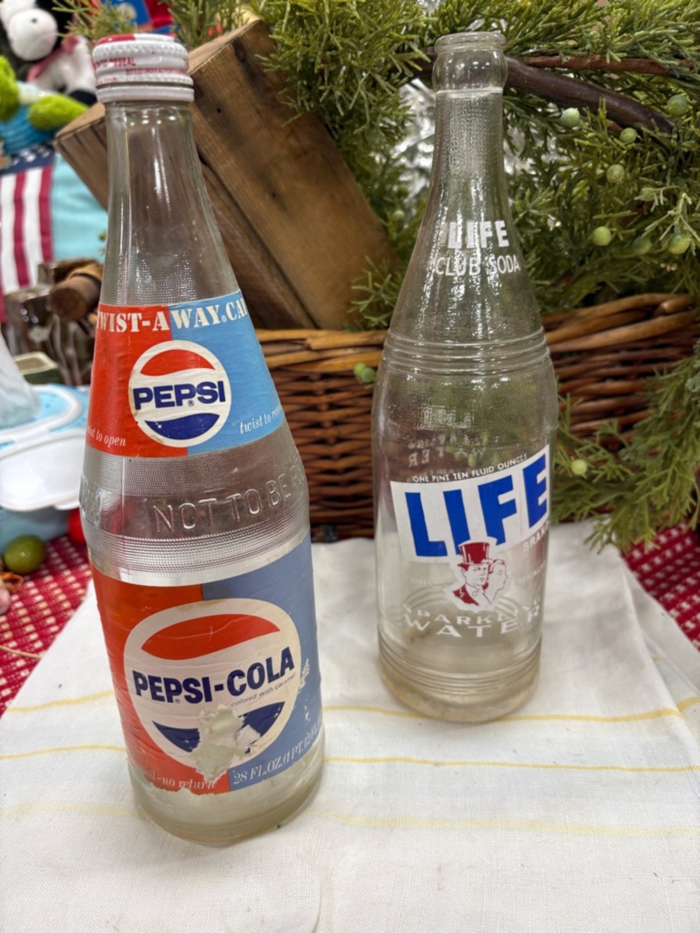 Vintage Pepsi and Life Glass Collectors Bottles